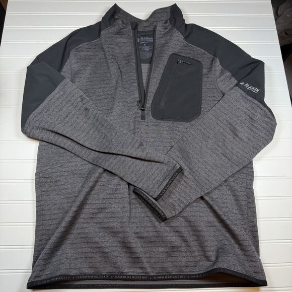 Alaskan Hardgear Duluth Trading Quarter Zip Pullover Men's Medium Black Gray EUC - Picture 2 of 7
